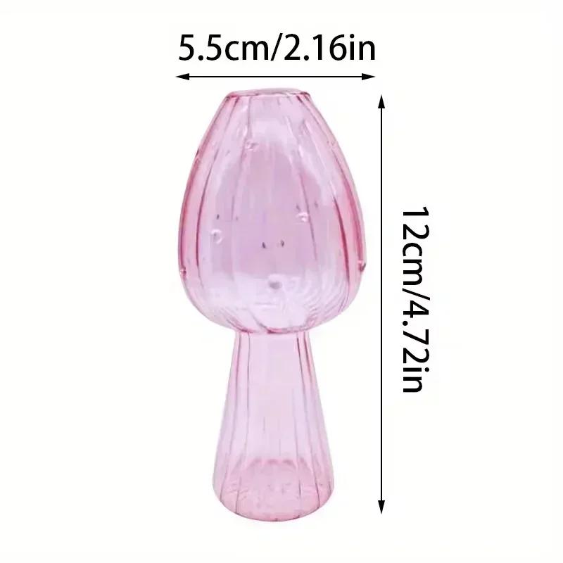 Colourful Mushroom Vase Plant Glass Plant  Bud Vase Decoration Garden Glass Aromatherapy Vase Living Room Desktop Combination