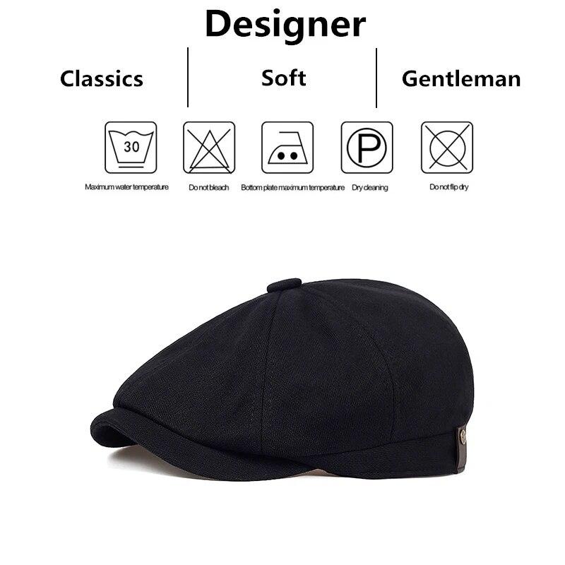 Retro Newsboy Caps Men British Painters Hats Autumn Winter Berets Side Buckle Light Plate Flat Cap Hip Hop Berets