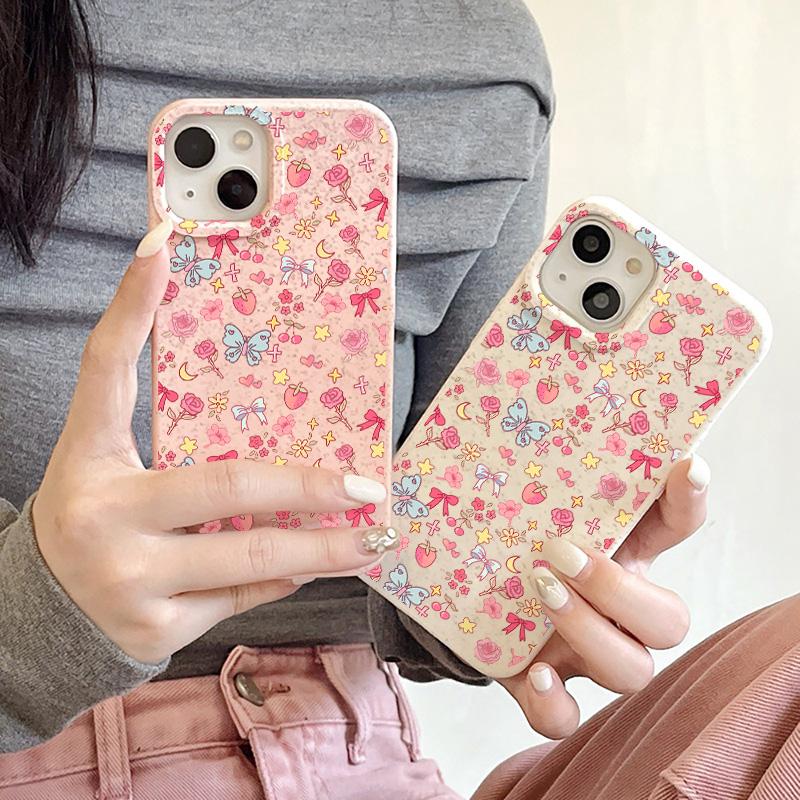 Nárazuvzdorný matný kryt na telefon ze pšeničné slámy pro iPhone 15 13 16 11 12 14 Pro Max XR XS X 6 7 8 Plus SE Kawaii měkký ochranný kryt