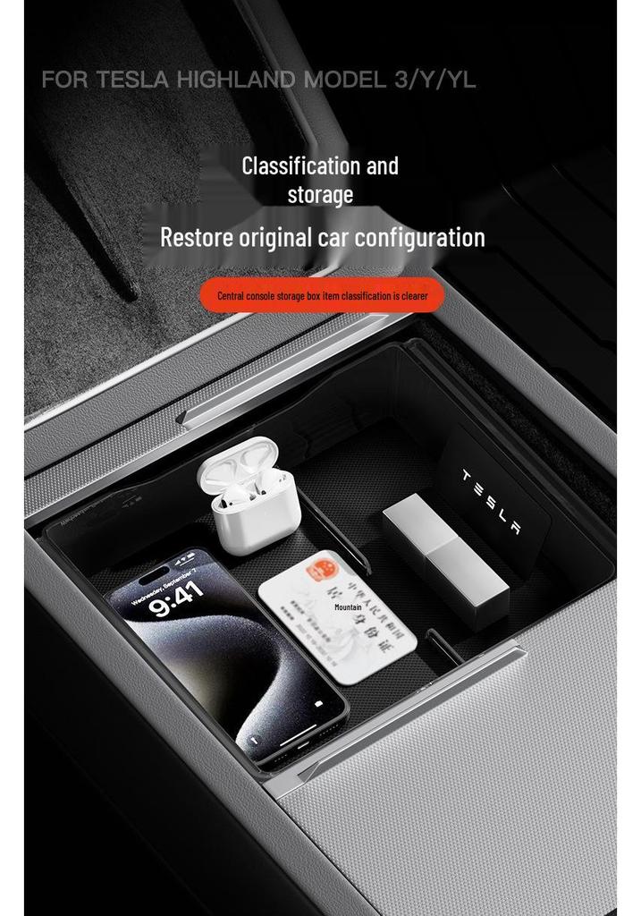 Compatible Storage Organizer for Tesla Center Console: Model Y/3/YL Armrest Accessories