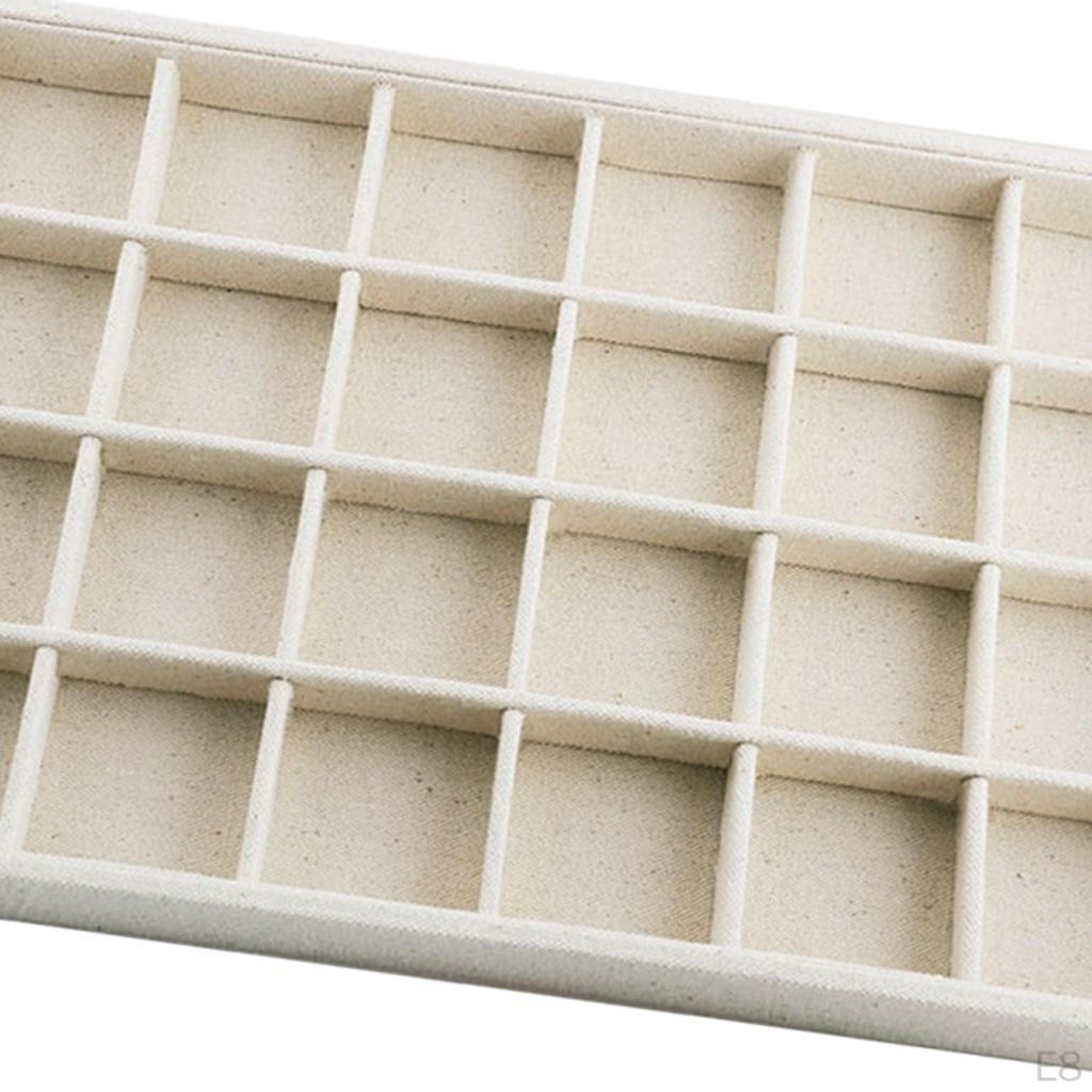 Jewelry Display Tray with Compartment Multi-purpose Stackable Box Beige