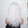 Grey Brown Blond Black White Wigs with Bangs Shoulder Length Curly Synthetic Wigs for Women Daily Cosplay Heat Resistant Fibre