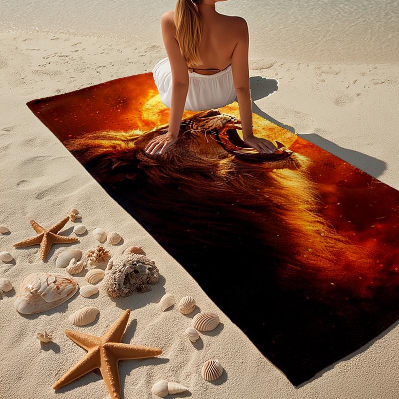 Lion Majesty In Fantasy Beach Towel, Super Soft Microfiber, Gift for Her/Him, Birthday, for Pool, Beach, Travel, Home Decor Fan Gifts