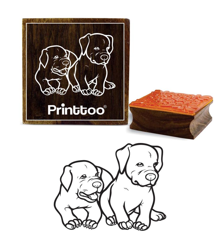 Printtoo Square Wooden Rubber Stamp Dog Pattern Scrap-booking Craft Stamps-2 x 2
