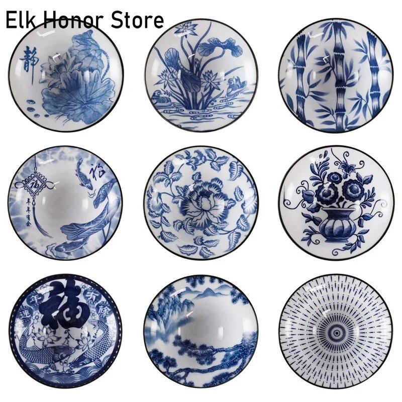 

1PCS BlueWhite Porcelain Cone Teacup Anti Scaling Hand-Painted Ceramic Tea Bowl Travel Meditation Cup Tea Set 40ml