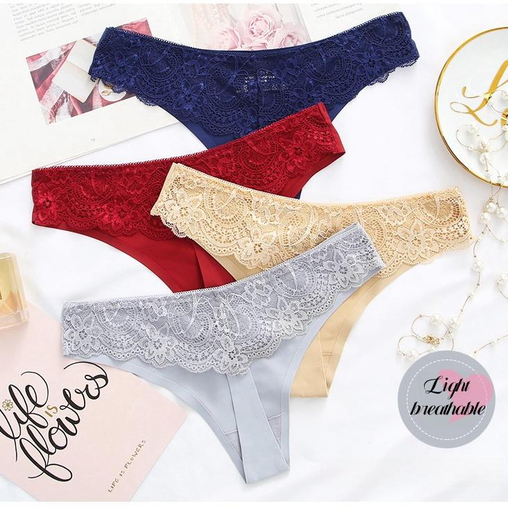 Women Floral Hollow Out Lace Panty Women's Sexy Lace Panties Low-Waist Briefs Sexy Perspective Intimate Female Underpants