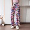 Übergröße Damen Blumen Baumwolle Viskose Sommerhose - Dünn, Lässig, Lang Schlaf- & Strandbekleidung