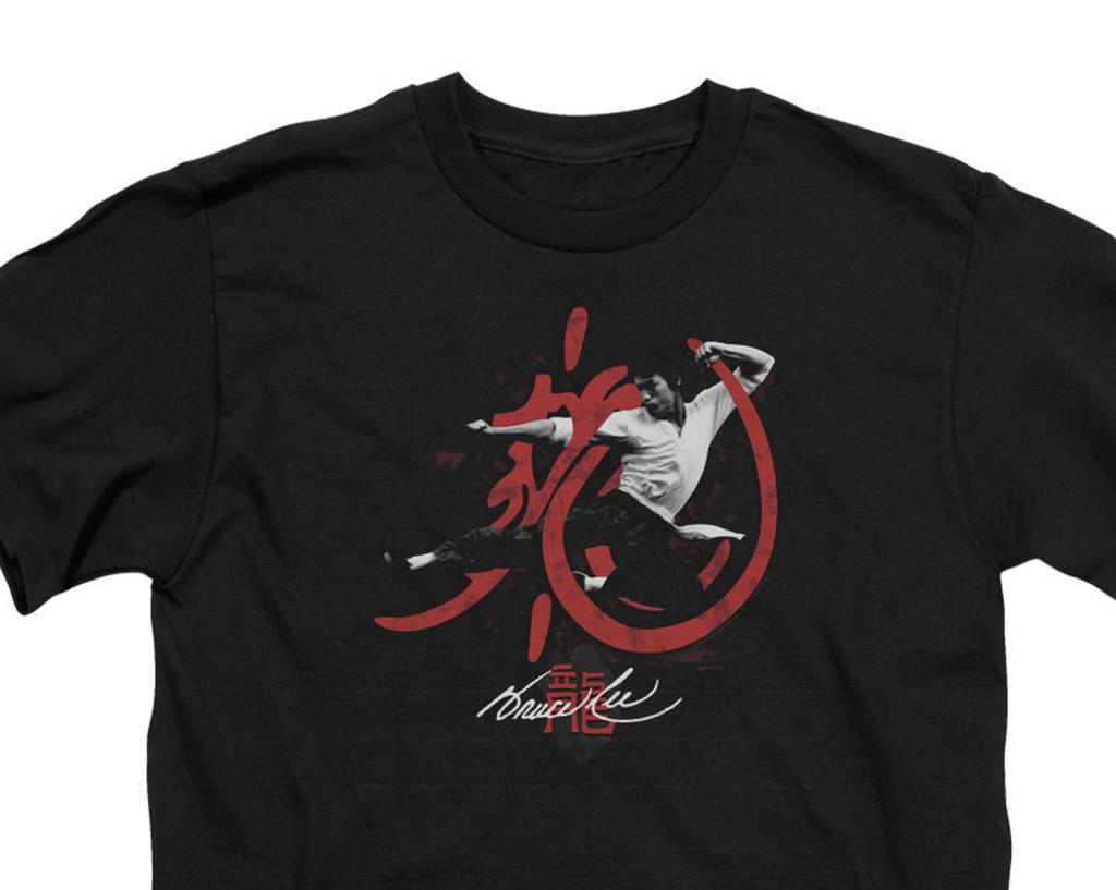 Bruce Lee High Flying Kid's Black T-Shirts