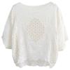 Women White Crochet Lace Openwork Batwing Sleeve Cover Up Top