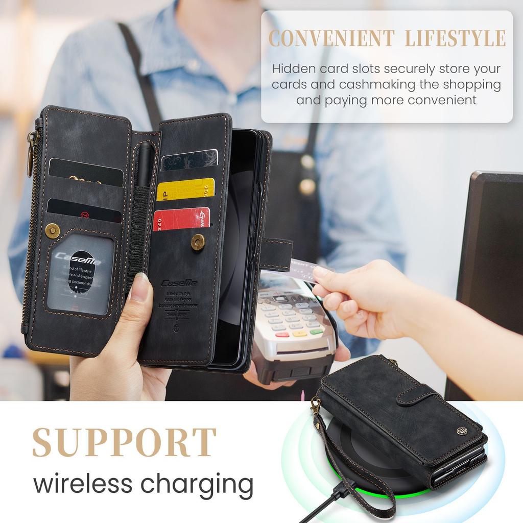 Suitable for Samsung Z Fold5 phone case, S23FE multifunctional card slot phone leather case, A34 flip cover protective case