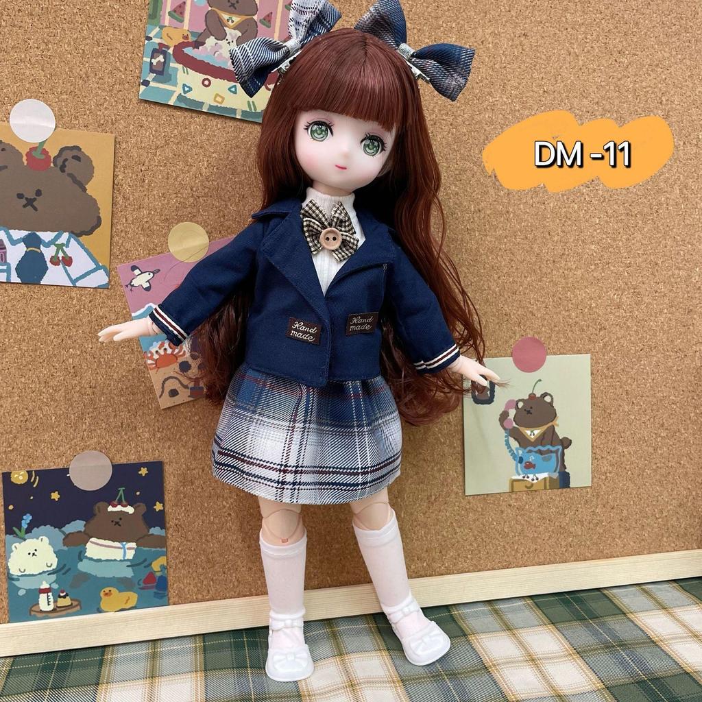 30CM Mini Movable 23Jointed Doll Girls Toy 3D Big Eyes BJD Princess Full Outfits Dresses Collection Childrens Doll Gift