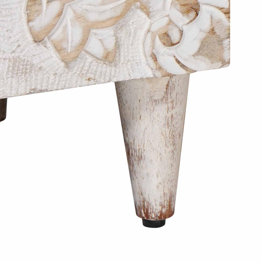 Nightstand White 40 x 33.5 x 46 cm Solid Mango Wood