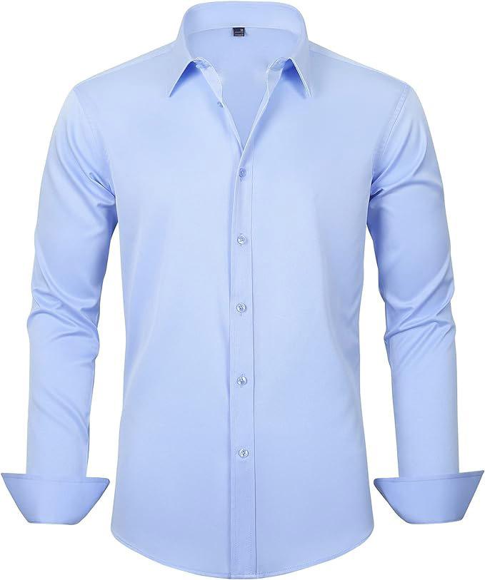 Four-sided Stretch Dress Shirt Men's Slim-fitting Long-sleeved Solid Color Simple Men's Shirt Business Casual Men's Clothing