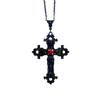Gothic Y2K Punk Crystal Black Cross Pendant Choker Necklace for Women