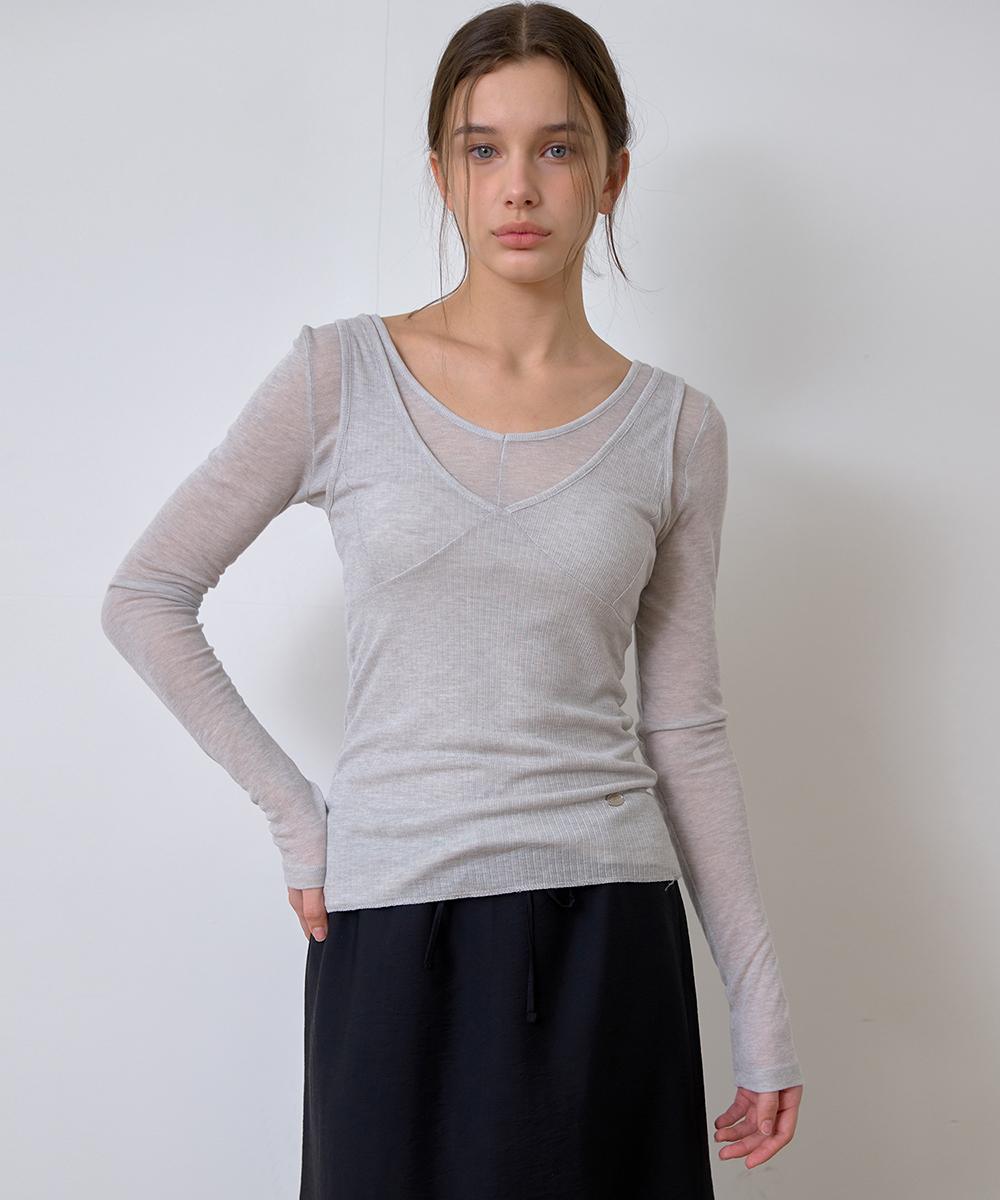 Laminez Two-Way Layered T-Shirt - Gray Gray/Free