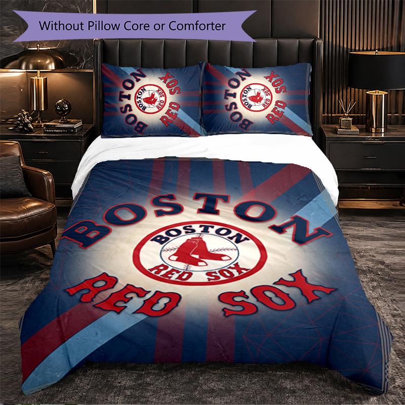 Boston Red Sox Pattern Microfibra Set Biancheria da Letto 3 Pezzi Decorazione Copripiumino Set Per Camera da Letto Uso Domestico