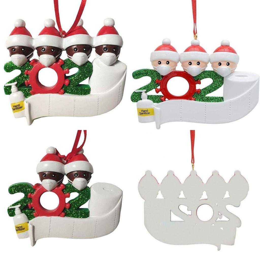 2020 Xmas Tree Ornaments Featuring Santa Claus With Mask And Diy Family Name