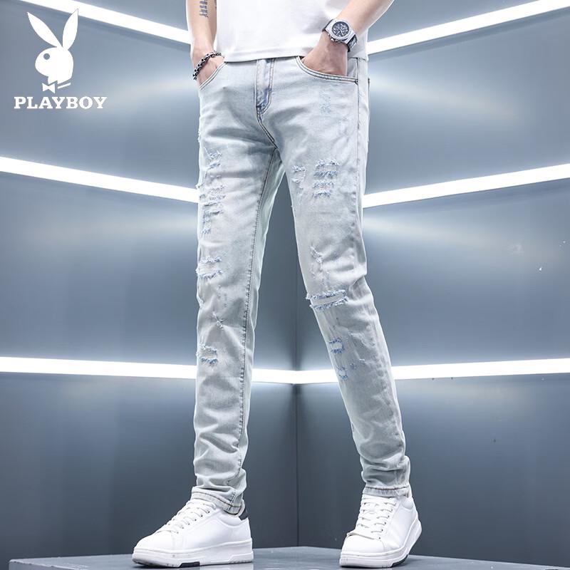 PLAYBOY Men s Slim Fit Ripped Skinny Jeans 30