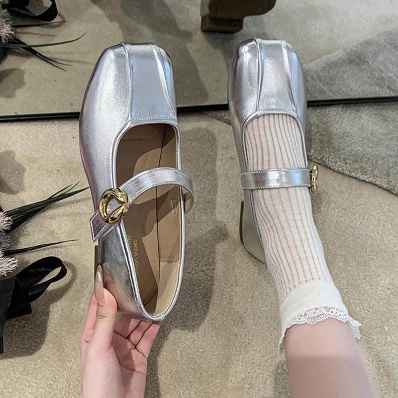 

Модные балетки Женские лоферы Обувь Неглубокие Туфли Дизайнерская Спортивная Обувь Осень Мэри Джейн Обувь 2025 Модные Удобные Для Ходьбы Chaussure Femme 35 серебряный