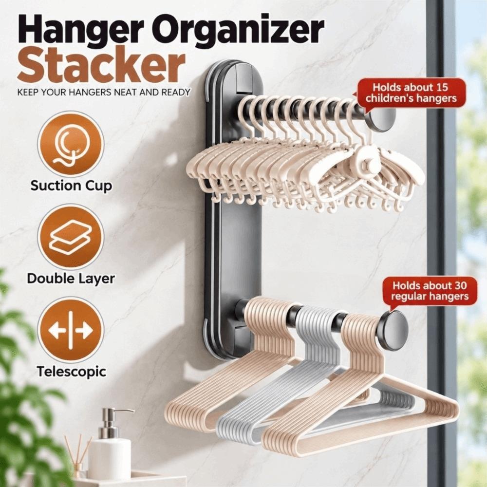 Double Layer Clothes Rack Organizer Telescopic Clothes Hanger Storage  Home Use