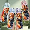 1PC Watercolor Tiger Beast Pattern 750ml Color Plastic Sports Water Bottle Leakproof Flip Straw Lid Suitable for Sports Office Home Use
