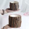 Christmas Bark Barrel Succulent Plants Flower Vase Packaging Barrel Flower Pot Dried Flower Box Xmas Decor Vintage Candle Holder