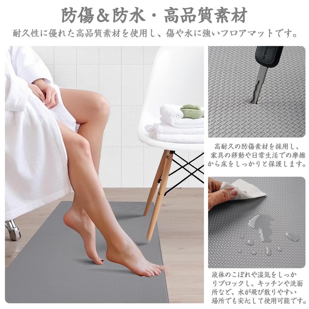 VECELO Kitchen 44cm Wide x 120cm 8mm Mud Easy to Solid Compatible with Underfloor Prevents Protects Gray Mat, Deep, Thick, Wipeable, Outdoor/Indoor