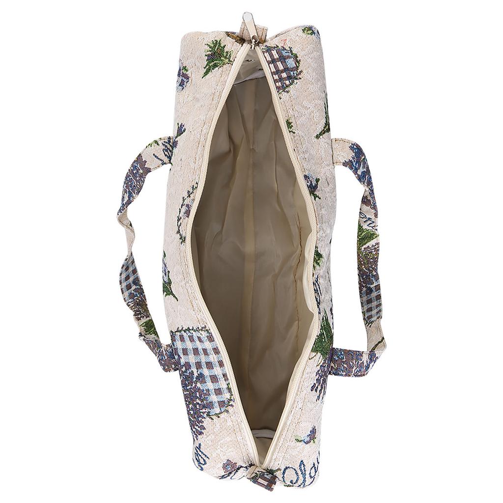 Household Fabric Crafts Knitting Needles Storage Sweater Woven Organizer Bag Purple Flower