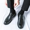New Korean Fashion Brand Men's Pointed Block Comfortable Leather Shoes Spring Men Business Lace Up Formal Wedding Leather Shoes