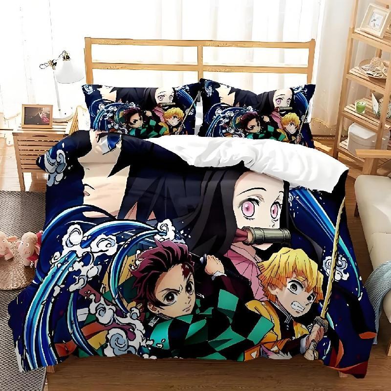 Demon Slayer Bedding Set With Fleece Fabric And Multisize Options For Cozy Sleep