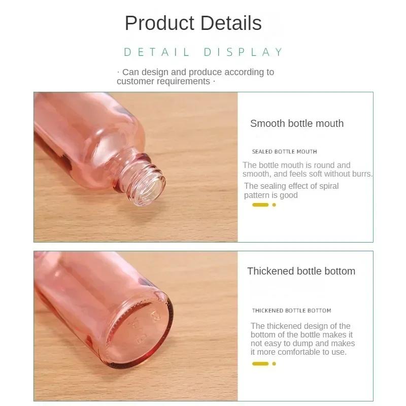 Flacons compte-gouttes rechargeables 5-100 ml avec couvercle rose, récipient cosmétique en verre rose, liquide d'aromathérapie pour pipette d'huile essentielle de massage