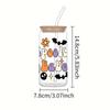 “Pooky Babe” Skull 3d Print Pattern 16oz Drinking Glass With Bamboo Lid&Straw Iced Coffee Cup Juice Bottle For Halloween Gifts