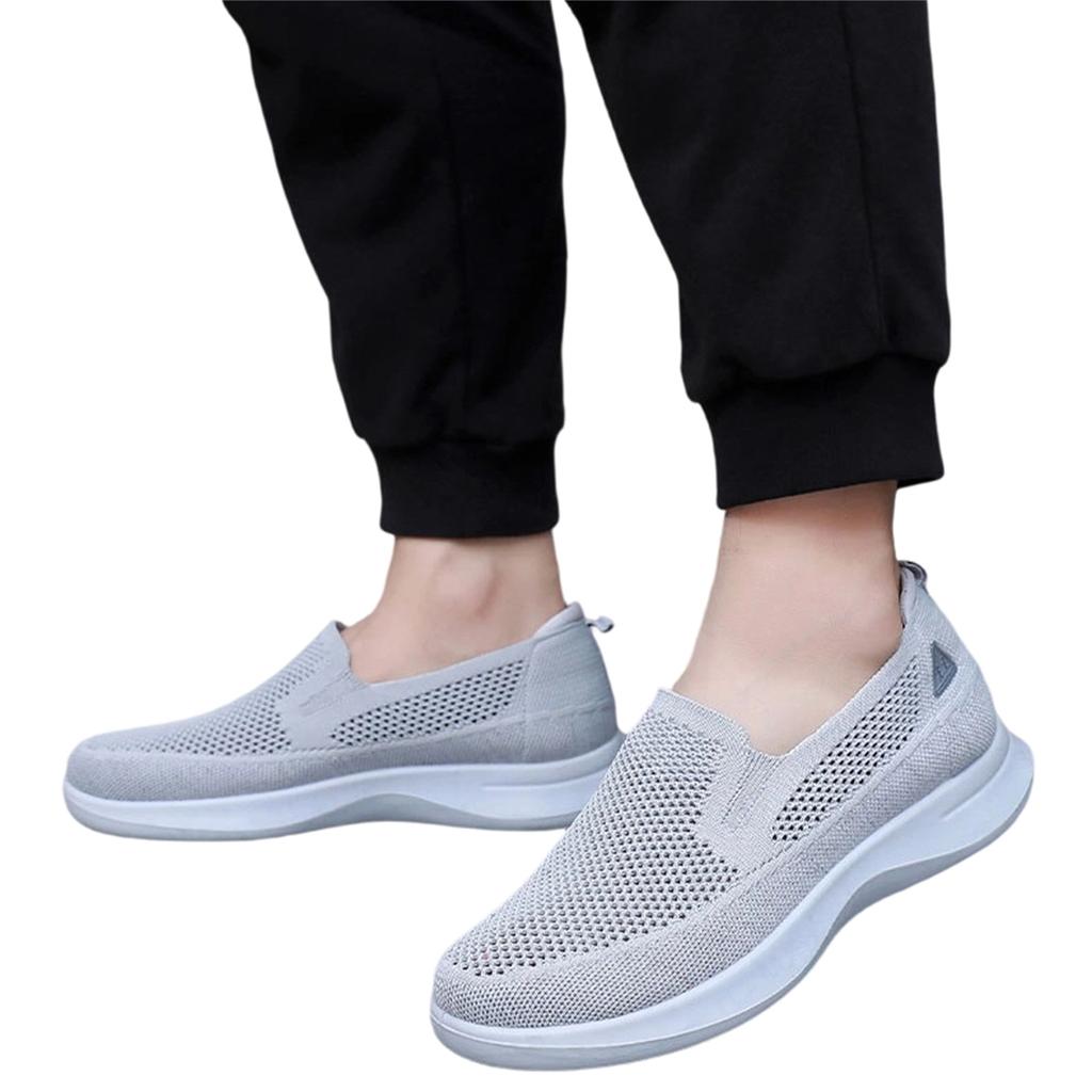 Men's Fashion Slip On Shoes Lightweight Breathable Knit Upper Casual Walking Shoes Flexible Sole Comfortable Fit