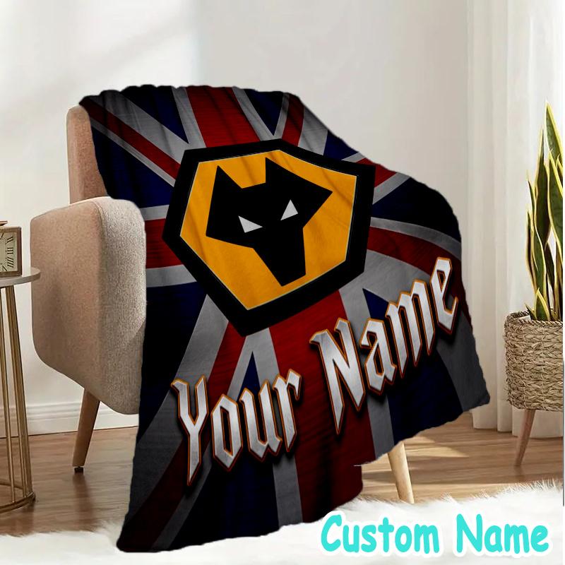 Custom Name Wolves Football Throw Blanket - Perfect for Couch, Bed, Office, and outdoor Travel - Ideal Gift for Christmas & Holidays