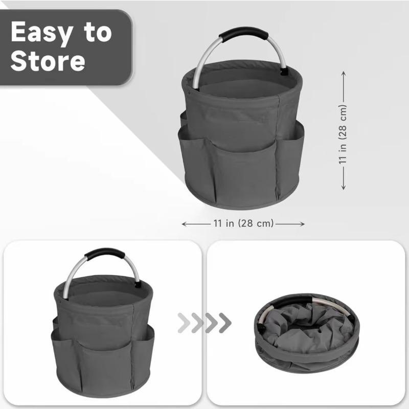 Foldable Gardening Tool Bag Portable Camping Picnic Storage Basket Home Storage Bag with Pockets