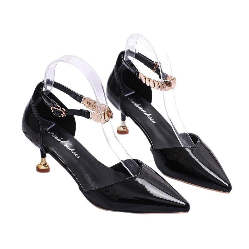 Summer New High-heeled Sandals Women's Fashion Versatile Bag Head Hollow Fashion Single Shoes Thin Heel Korean Version Women's Shoes