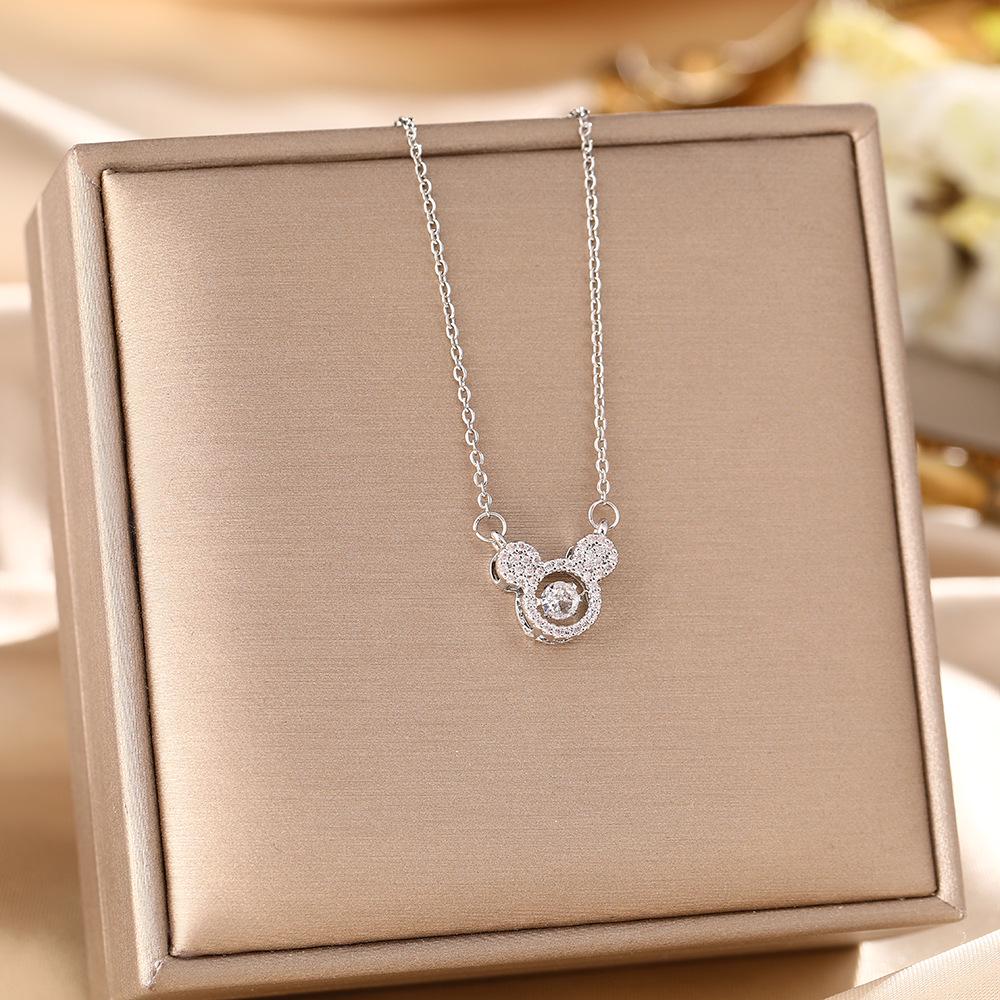 Women's Silver Titanium Steel Necklace with Micro-Inlaid Zircon - Elegant, Durable Clavicle Chain Jewelry