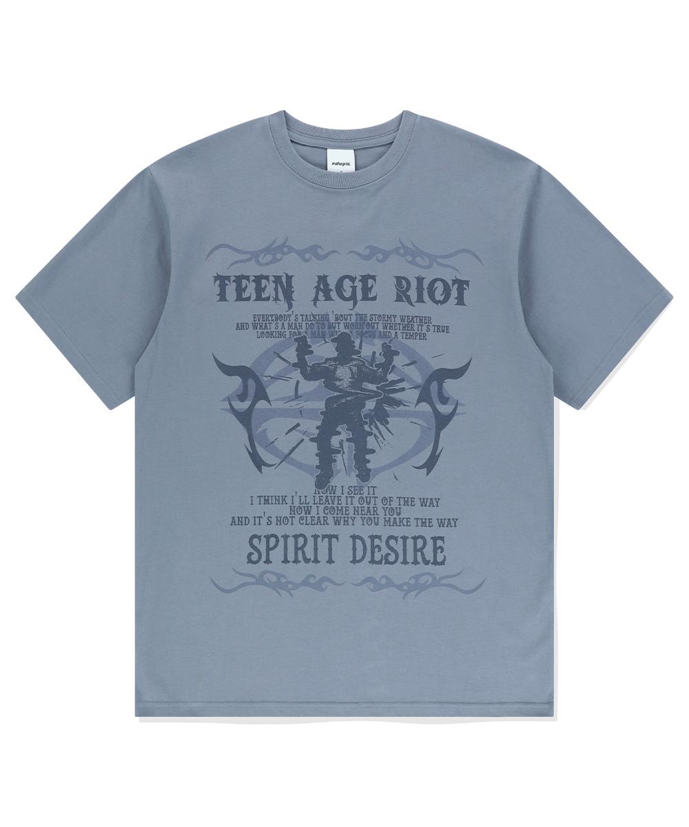 Maha Grid Splash Man Tee Blue(Mg2Emmt541A) Blue/S