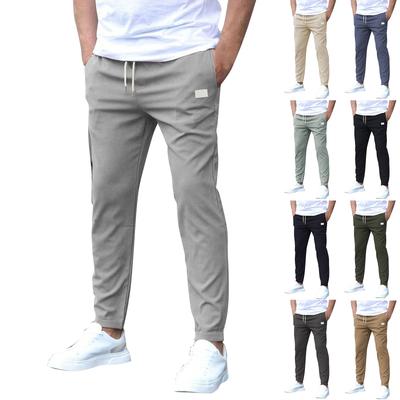 Casual Slim-fit Nine-point Men's Pants Solid Color Casual Pocket Pants