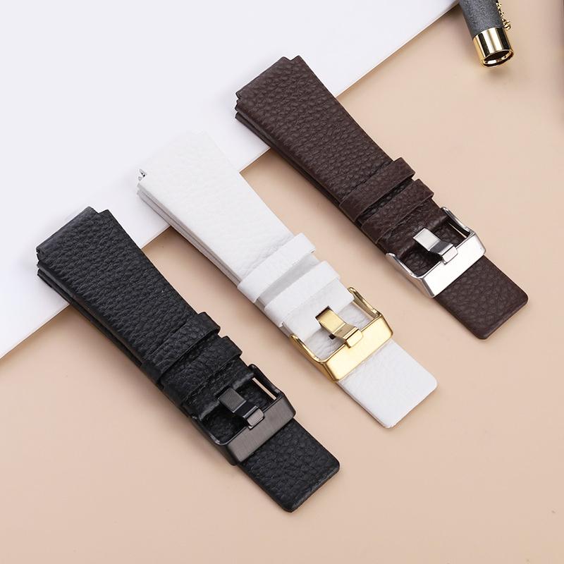 Hochwertiges Weiches Kalbslederarmband Herrenkette Für Diesel DZ1089 DZ1123 DZ1132 Ersatz Konvexes Armband 30*22mm 30mm*20 28*20mm Schwarz