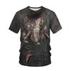 Muscle Crew Neck T-Shirt 3D Digital Printing Men's Loose Casual Short Sleeve