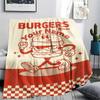 1PC Burger Run Menu Custom Name Patterned Flannel Blanket Suitable For All Seasons For Home Decor Warmth And Comfort Gifts Holiday Present