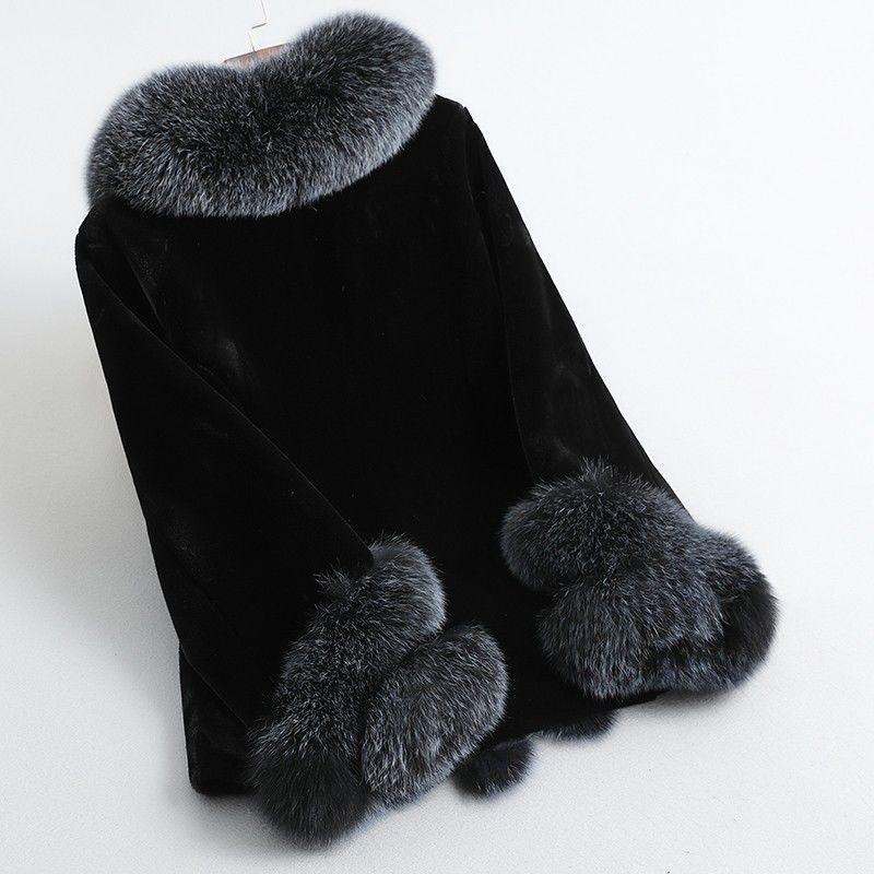 Winter New Imitation Mink Velvet Fur Coat Women's Short Imitation Fox Fur Collar Fur Integrated Coat Mother Outfit