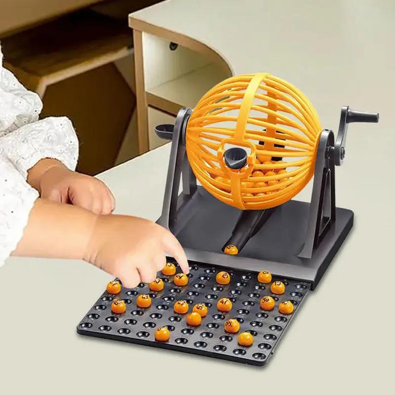 Funny Family Party Game Lottery Machine Set with Cage for Bingo Game 90 Mini Chips 12 Master Cards for Kids Adults Board Games