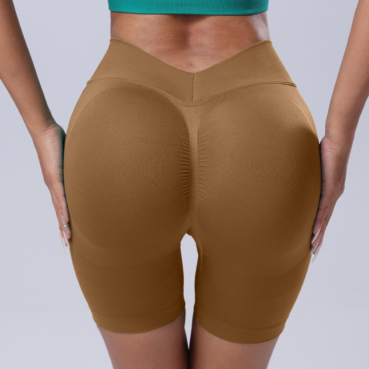 

Бесшовные шорты для йоги с V-образной спиной и эффектом «персика» для летнего фитнеса M