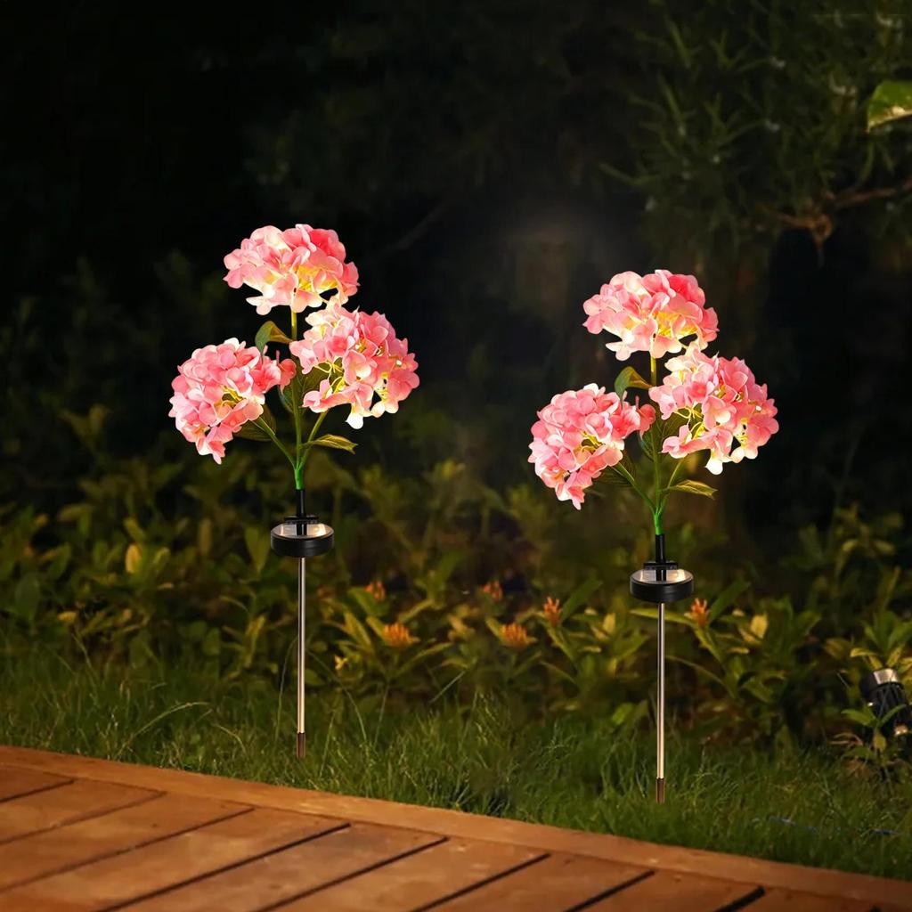 Solar Lights Outdoor Decorative Waterproof Hydrangea Walkway Lighting Solar Powered Landscaping Lights For Yard Patio Backyard