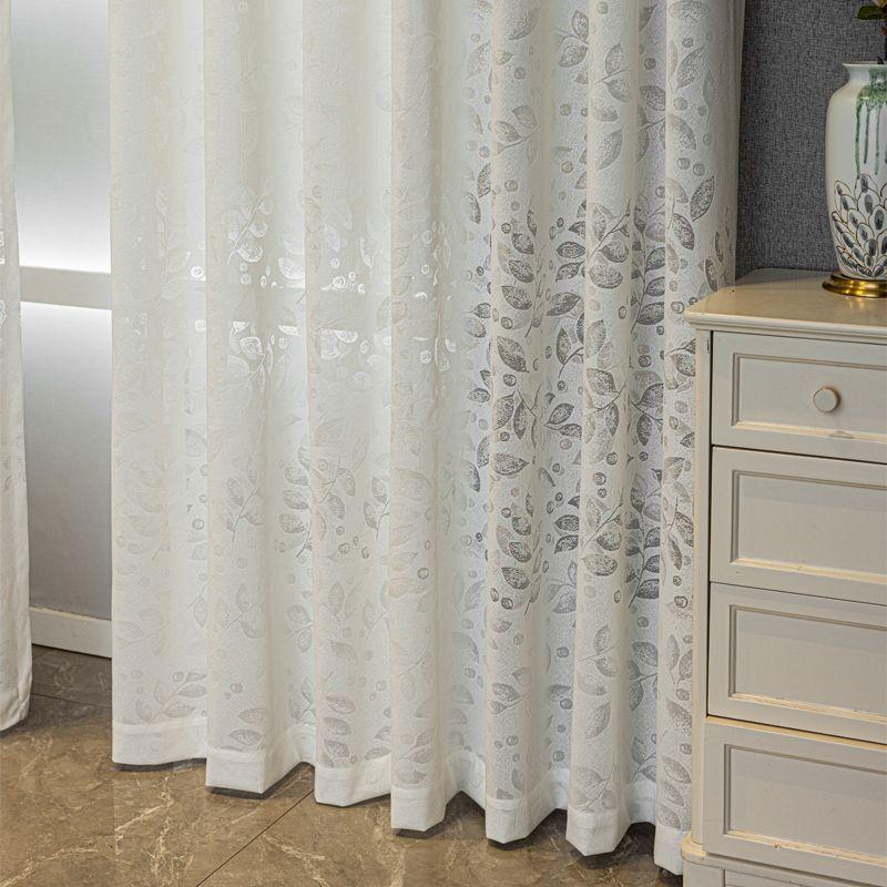 Nya Broderi Skira Gardiner för Vardagsrum Balkongfönster Blommigt Spets Voile Draperier Fräsch Stil