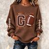 Women's Casual Knit Crewneck Long Sleeve Sports Print Sweatshirt for Everyday Wear