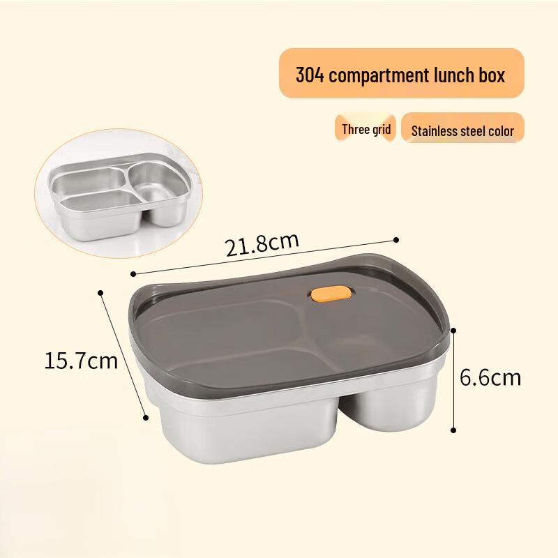 Zhishi 304 Stainless Steel 3-Compartment Lunch Box