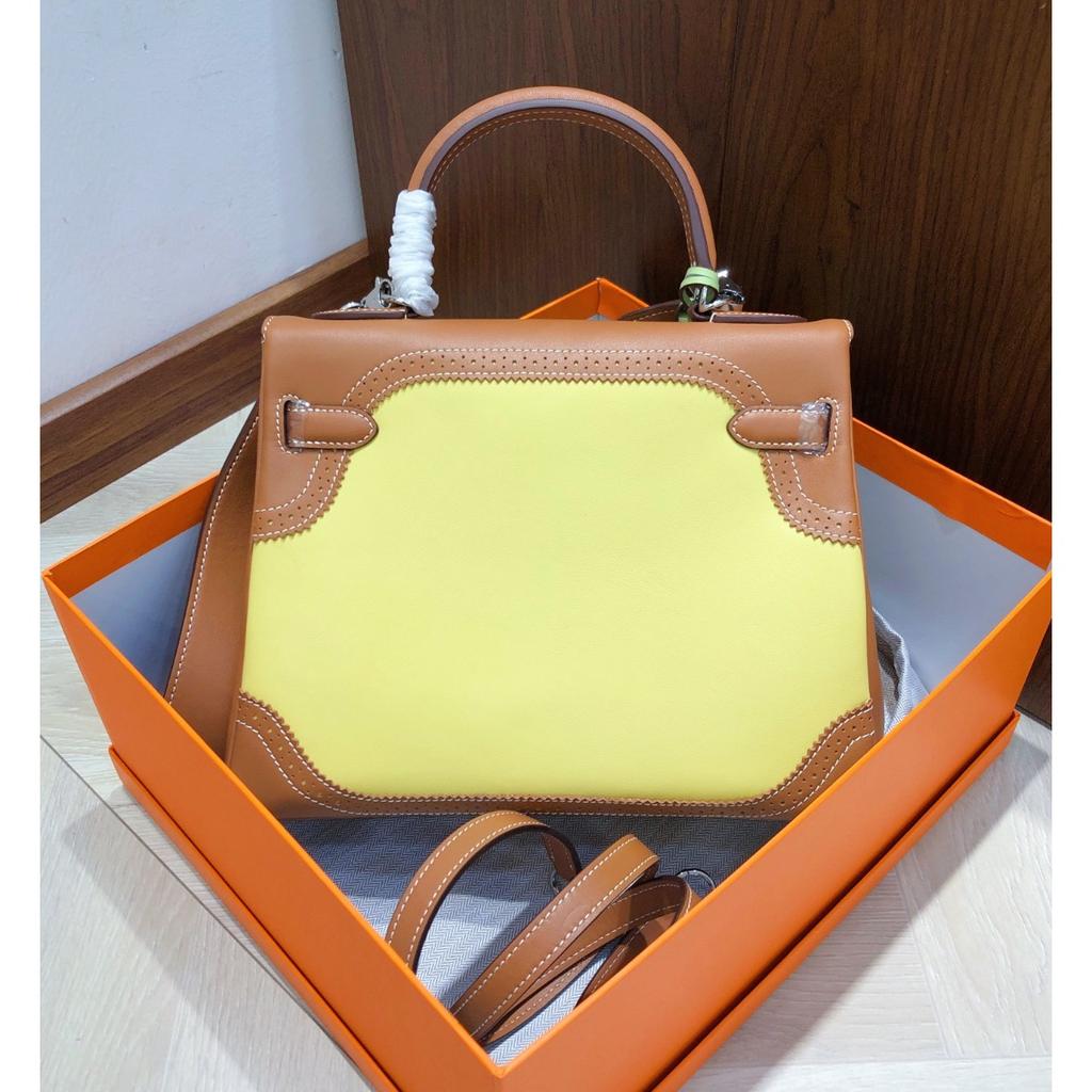 European and American Retro Fubao Leather Keli Bag Wide Shoulder Strap Leather Handbag Women's Fashion Casual Lock Single Shoulder Messenger Bag